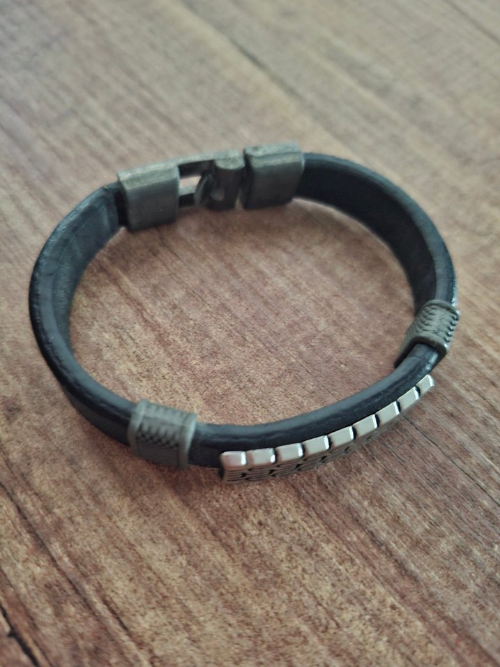 Siyah Gri Minimalist Erkek Bileklik - Görsel 2