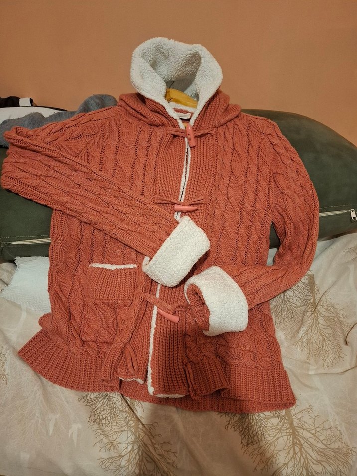 Bohem Tarz Kadın Örgü gül kurusu Hırka - Görsel 3