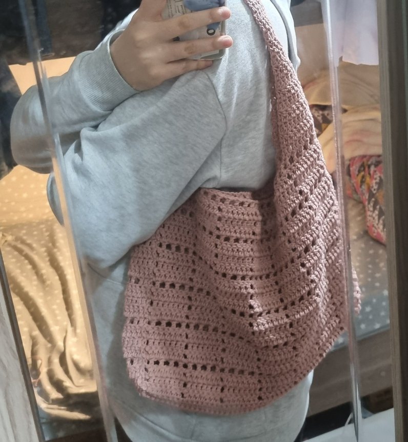 Pembe Örgü Kadın Çanta - Görsel 2