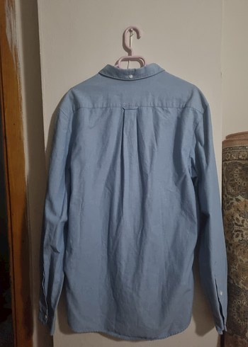 Düğmeli Mavi Denim Erkek Gömlek - Görsel 4