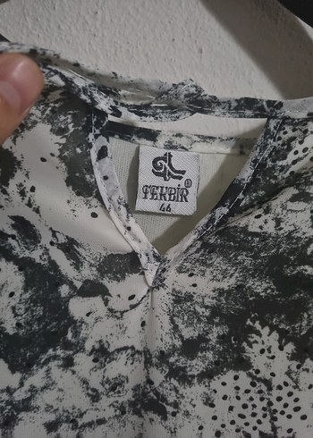 Gri Batik Desenli Uzun Kollu Salaş Tunik - Görsel 3