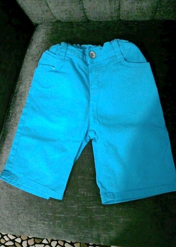 Erkek Çocuk Mavi Denim Düğmeli Şort