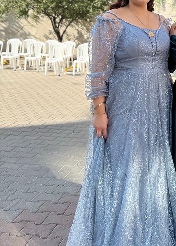 Uzun Kol V Yaka Bohem Nişan Elbisesi