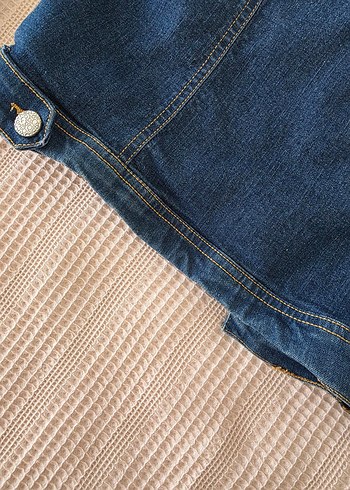 Düğmeli Mavi Kadın Denim Ceket - Görsel 5