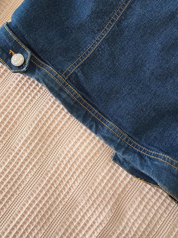 Düğmeli Mavi Kadın Denim Ceket - Görsel 5