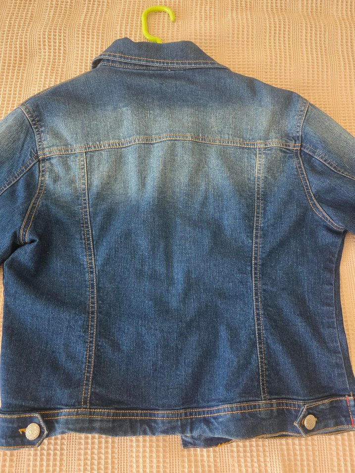 Düğmeli Mavi Kadın Denim Ceket - Görsel 4