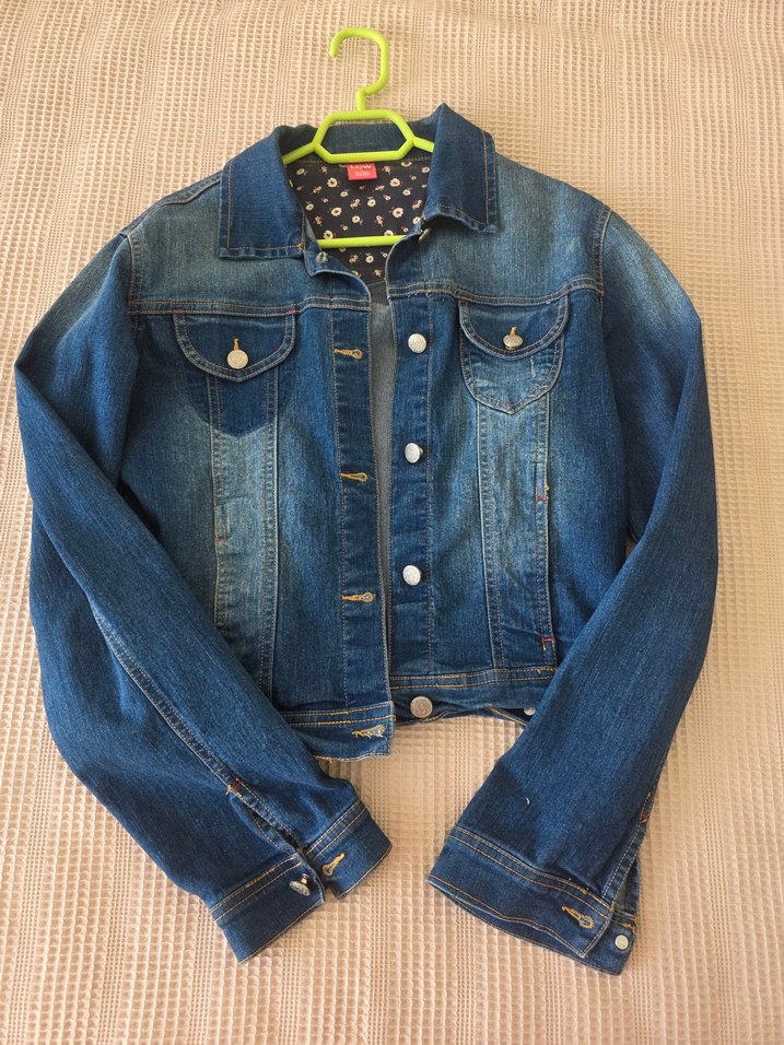 Düğmeli Mavi Kadın Denim Ceket - Görsel 3