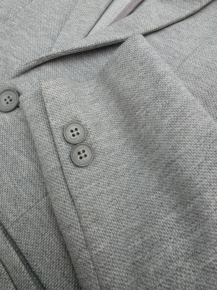 Gri erkek çocuk düğmeli blazer ceket - Görsel 4