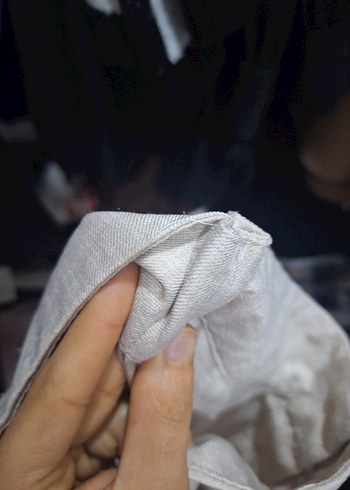 Düğmeli Bej Uzun Keten Etek - Görsel 4