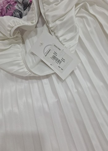 Beyaz Pilili Uzun Kadın Etek - Görsel 2