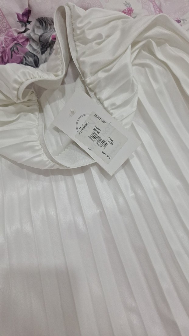 Beyaz Pilili Uzun Kadın Etek - Görsel 2