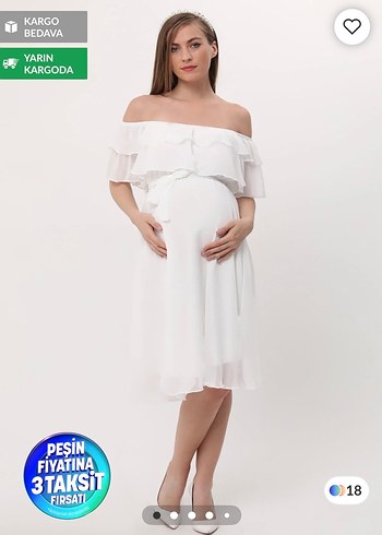 Beyaz Fırfır Yaka Şifon Elbise - Görsel 8