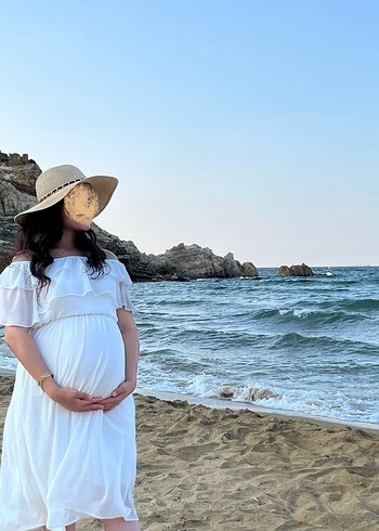 Beyaz Fırfır Yaka Şifon Elbise - Görsel 3