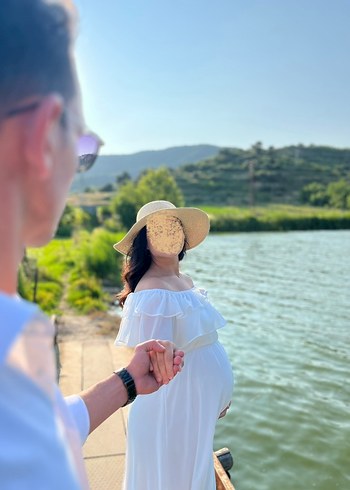 Beyaz Fırfır Yaka Şifon Elbise - Görsel 2