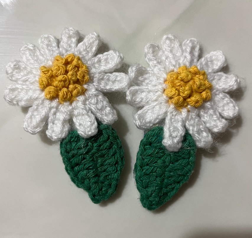 Nakışlı Örgü Papatya Çocuk Toka - Görsel 2