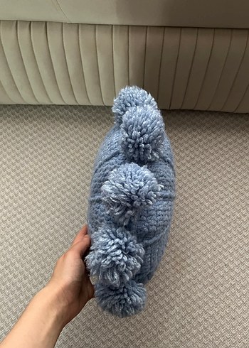 Bohem Mavi Ponponlu Yuvarlak Kırlent - Görsel 3