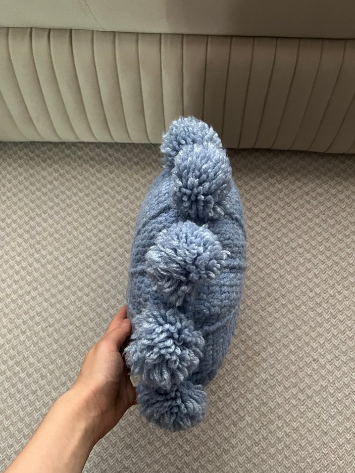 Bohem Mavi Ponponlu Yuvarlak Kırlent - Görsel 3