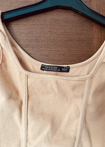 m Beden Bej Süet Mini Crop Top