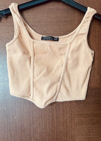Bej Süet Mini Crop Top