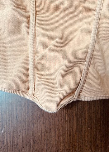 Diğer Bej Süet Mini Crop Top