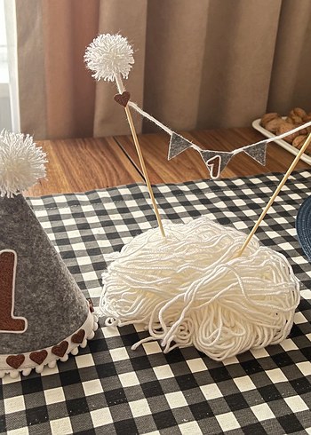 Parti Şapkası ve pasta süs 1 yaş - Görsel 2