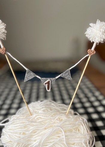 Parti Şapkası ve pasta süs 1 yaş - Görsel 3