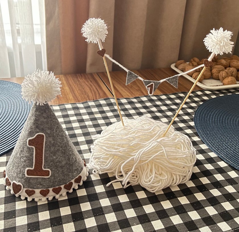 Parti Şapkası ve pasta süs 1 yaş - Görsel 2