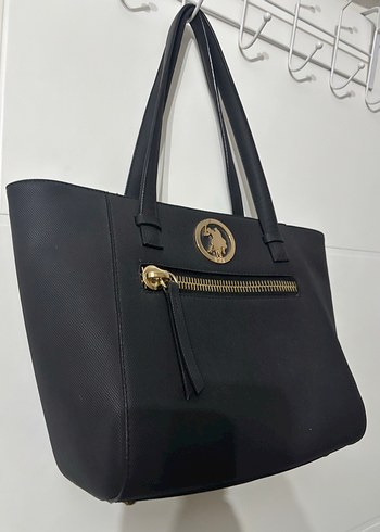 U.S Polo Assn. Siyah Deri Kadın Çanta Fermuarlı