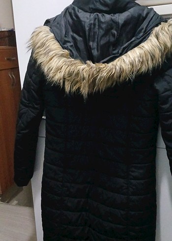 Siyah Uzun Fermuarlı Kadın Kışlık Mont - Görsel 2