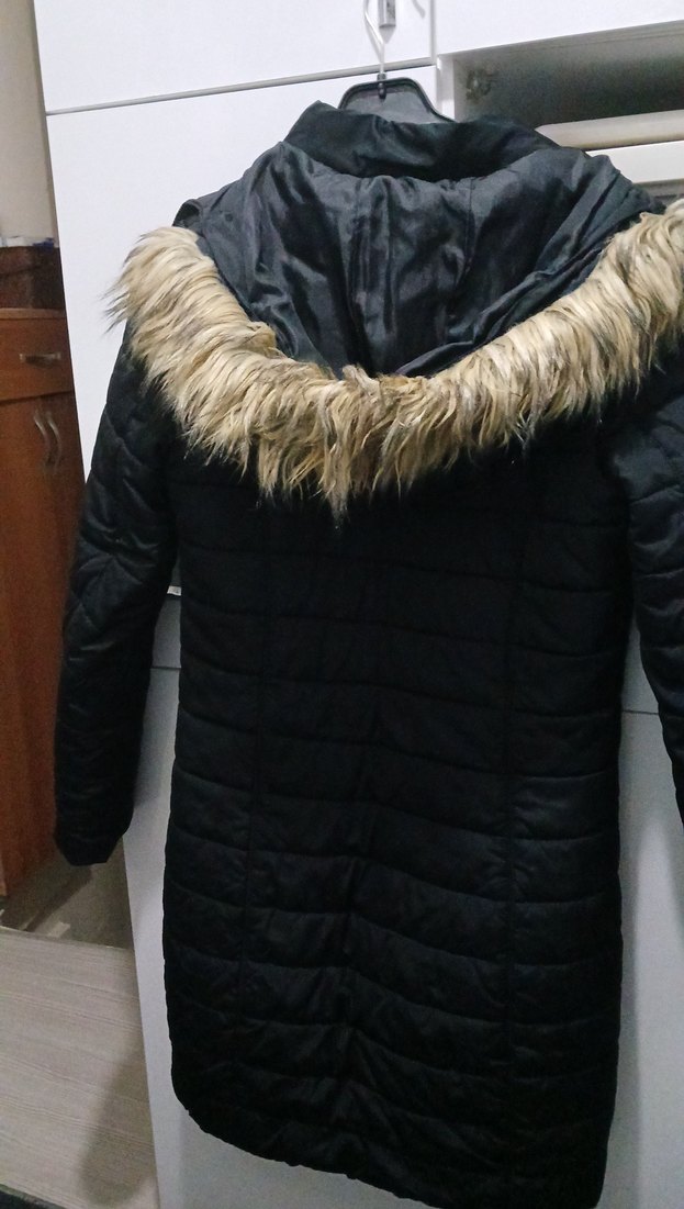 Siyah Uzun Fermuarlı Kadın Kışlık Mont - Görsel 2