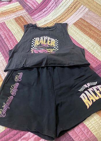 Siyah Baskılı Kızlar İçin Rahat Takım