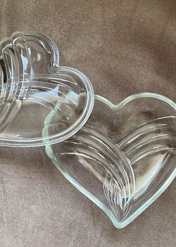 Vintage Kalp Şekilli Cam Tabak - Görsel 2