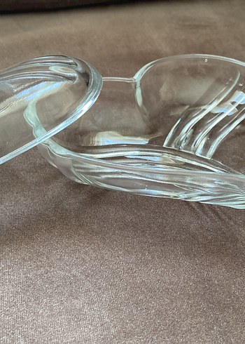 Vintage Kalp Şekilli Cam Tabak - Görsel 3