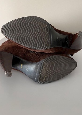37 Beden Kahverengi Süet Stiletto Bot
