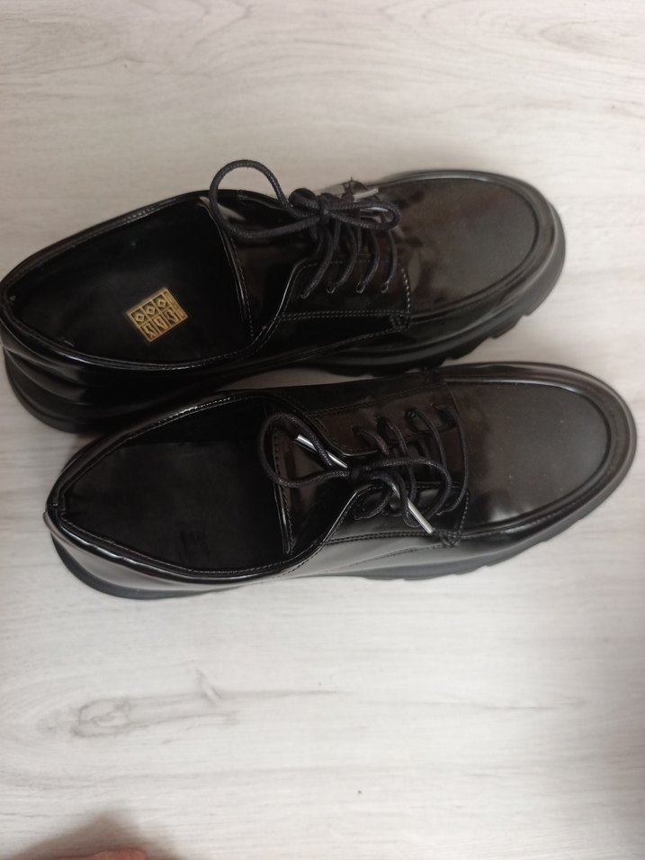 Siyah Platform Topuklu Kadın Oxford Ayakkabı - Görsel 4