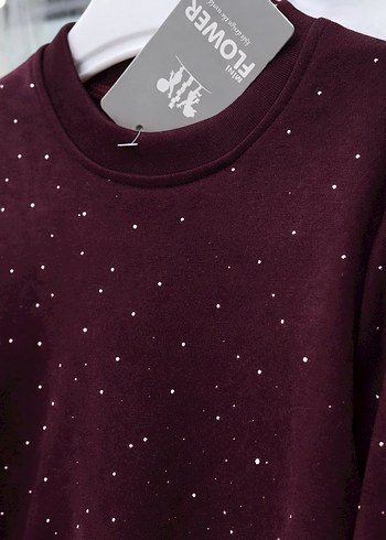 Bordo Kız Çocuk Taşlı ikili takım - Görsel 2