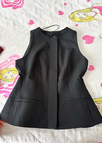 s Beden Siyah Kemerli Straplez Kadın Yelek