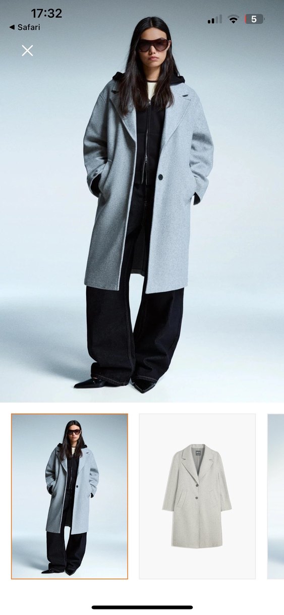 bershka Gri Düğmeli Uzun Kışlık Kaban - Görsel 2