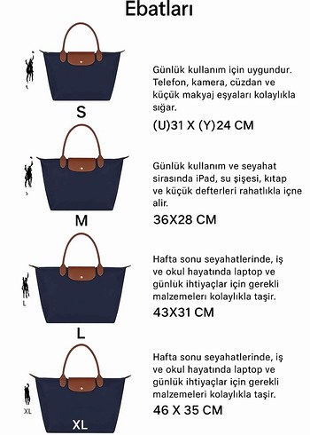 Mavi Fermuarlı longchamp canta - Görsel 3