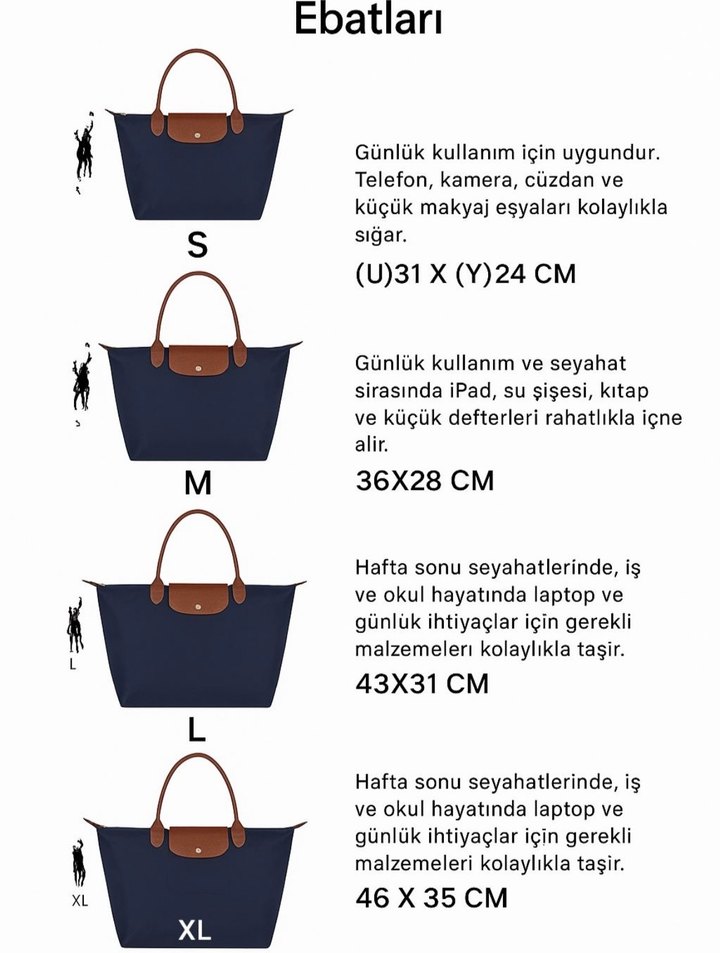 Mavi Fermuarlı longchamp canta - Görsel 3