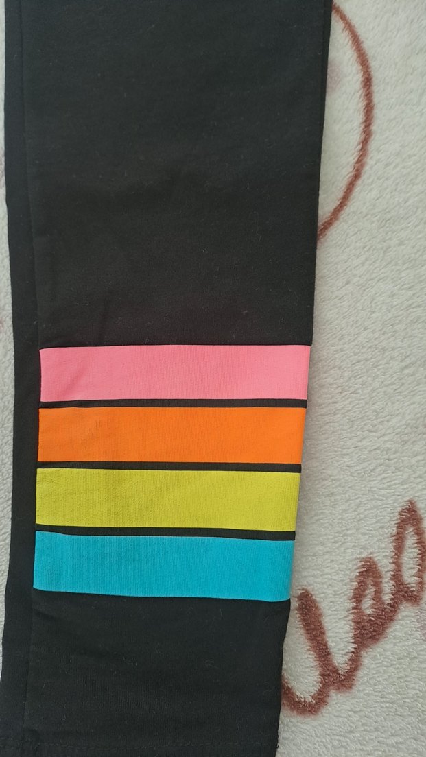 Kız Çocuk Siyah Renkli Şeritli Tayt - Görsel 2