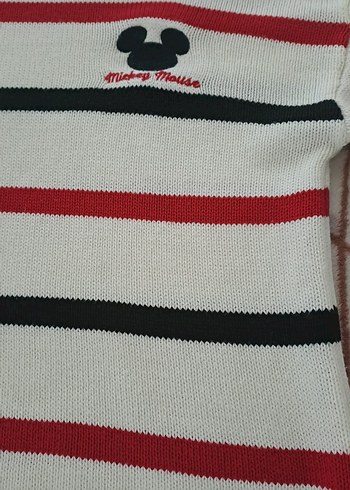 Uzun Kollu Nakışlı Çizgili Triko Kazak - Görsel 2