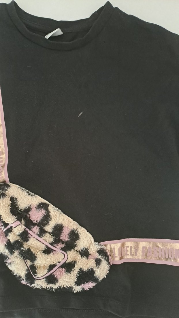 Kız Siyah Baskılı Kemerli Sweatshirt - Görsel 5