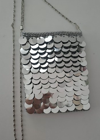 Gri Zincir Detaylı Bohem Kadın Çanta - Görsel 3