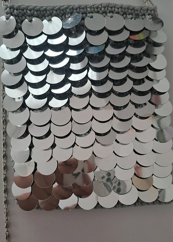 Gri Zincir Detaylı Bohem Kadın Çanta - Görsel 2