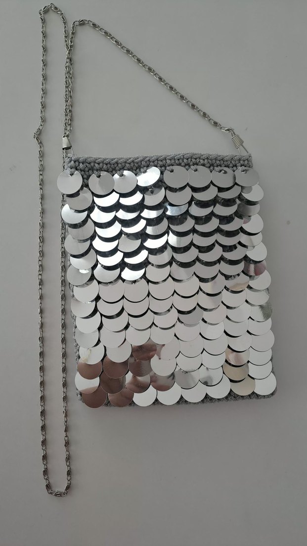 Gri Zincir Detaylı Bohem Kadın Çanta - Görsel 3