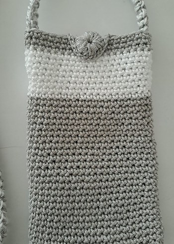 Örgü Gri Kadın Çapraz Çanta - Görsel 2