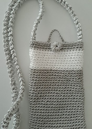 Örgü Gri Kadın Çapraz Çanta - Görsel 3