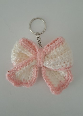 Pembe Örgü Fiyonk Anahtarlık - Görsel 4