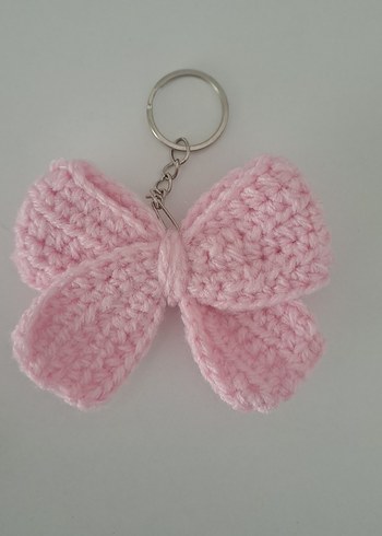 Pembe Örgü Fiyonk Anahtarlık - Görsel 2